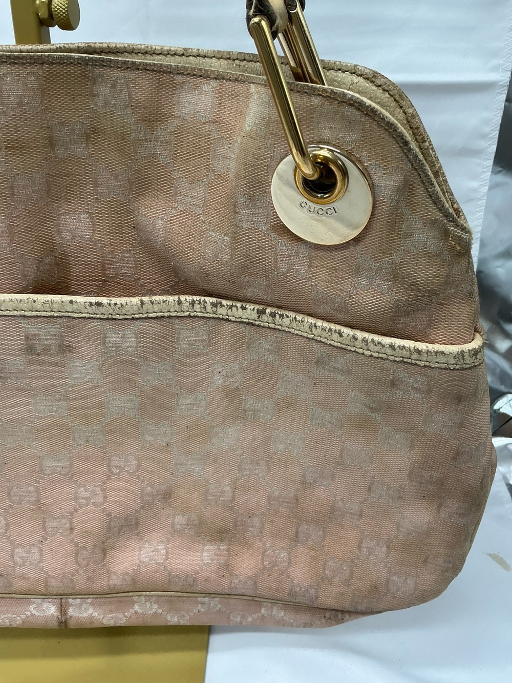 Gucci Pink GG Canvas Eclipse Shoulder Bag | Fair/Poor Condition - Picture 7 of 13